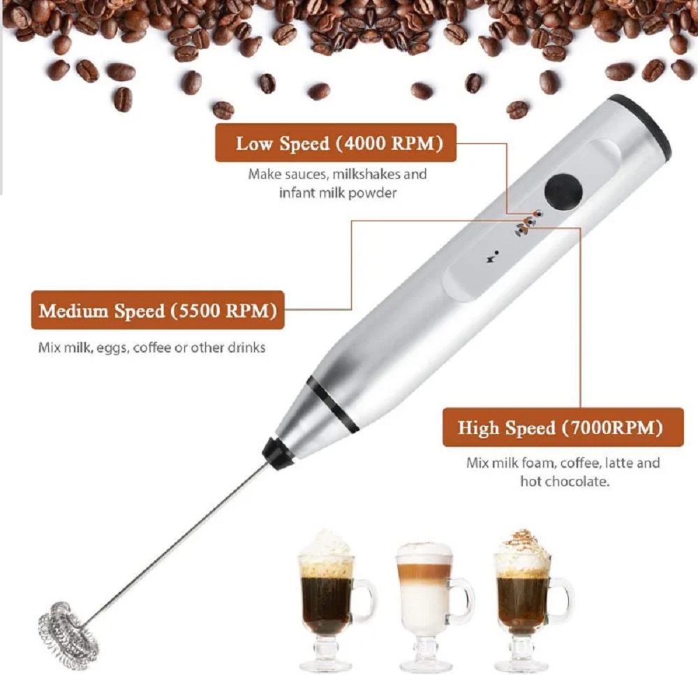 Portable Blender Usb Rechargeable - Mini mousseur à lait électrique portatif,