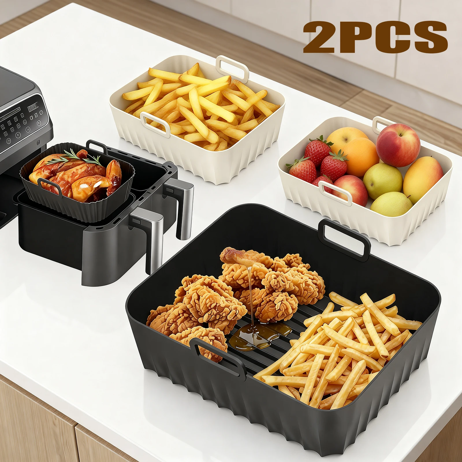 2 pièces de revêtements en sil - Air Fryer Silicone Pot Liner avis et prix