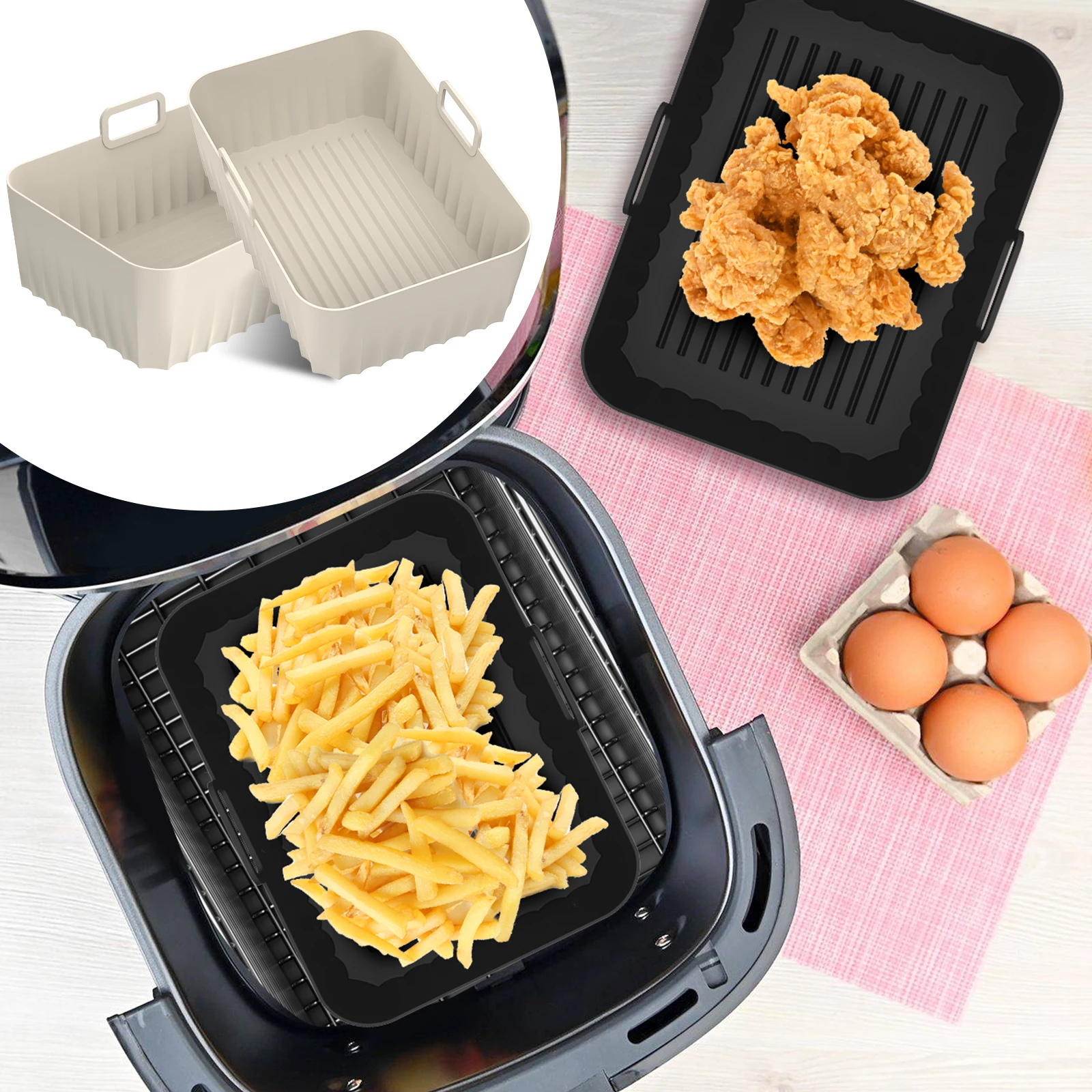 2 pièces de revêtements en sil - Air Fryer Silicone Pot Liner avis et prix
